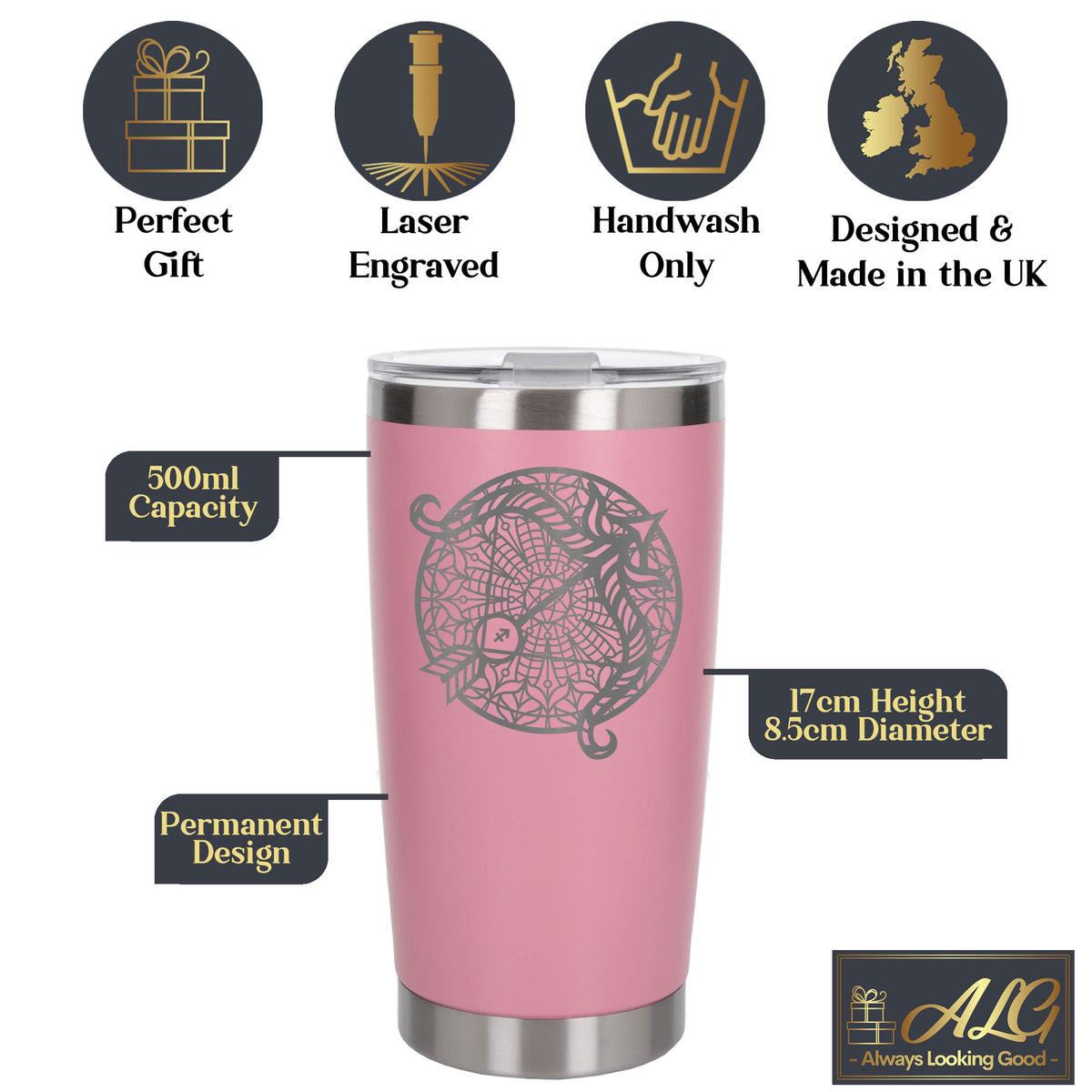 Light Pink Thermal Metal Coffee Cup