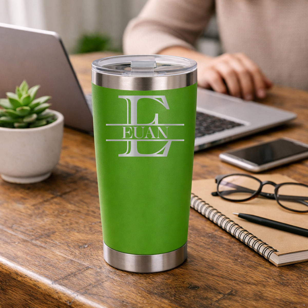 Personalised Split Monogram Birthday Thermal Metal Coffee Cup | Engraved Travel Mug