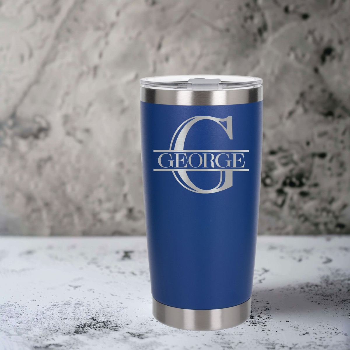Personalised Split Monogram Birthday Thermal Metal Coffee Cup | Engraved Travel Mug