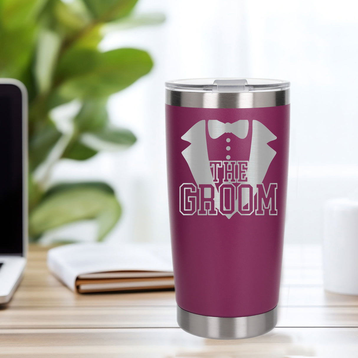 Dark Pink Thermal Metal Coffee Cup