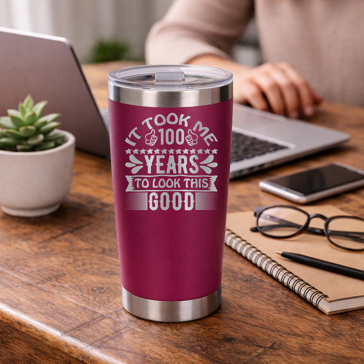 Dark Pink Thermal Metal Coffee Cup
