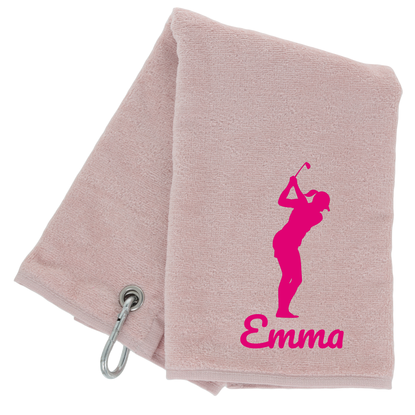 Personalised GOLF Towel - Embroidered Trifold Towel with Carabiner Clip