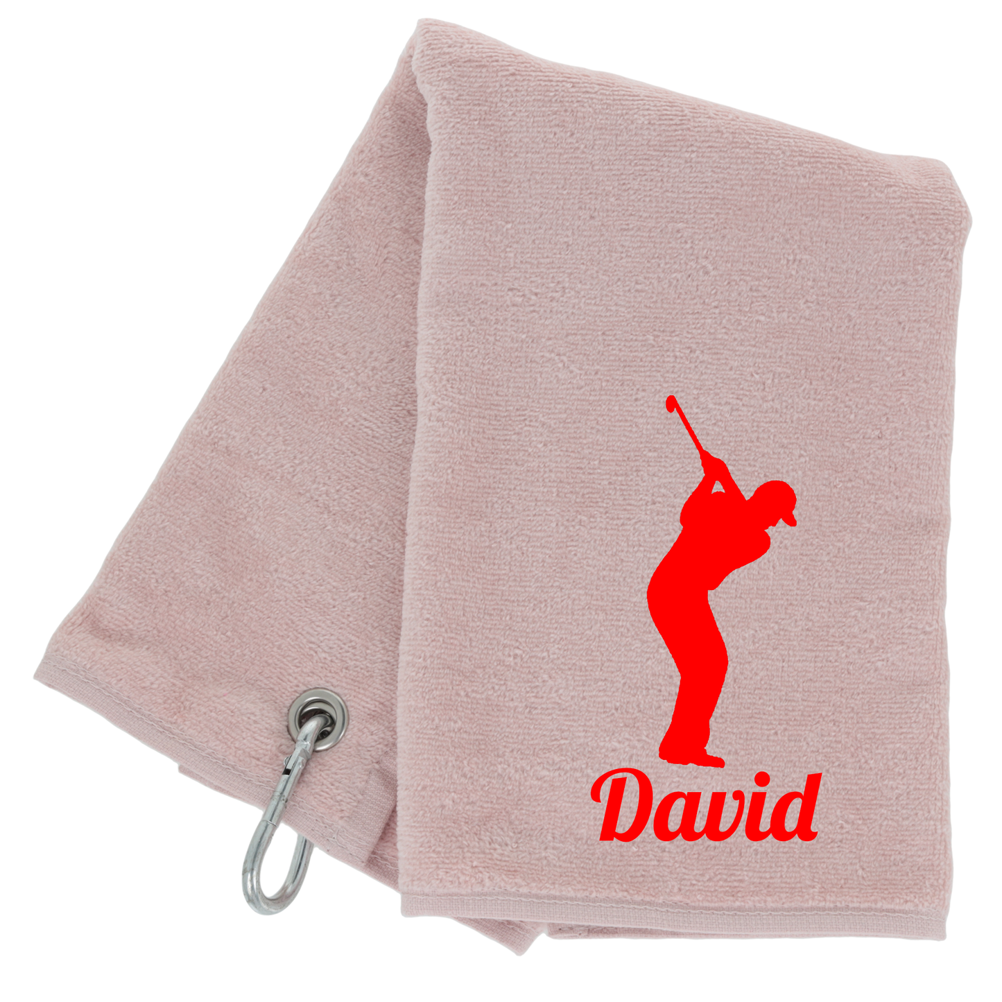 Personalised GOLF Towel - Embroidered Trifold Towel with Carabiner Clip
