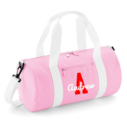 Personalised Name & Initial Design Barrel Bag Ideal School Bag