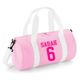 Personalised Name & Number Barrel Bag | Kids Sports Holdall with Name