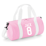 Personalised Name & Number Barrel Bag | Kids Sports Holdall with Name