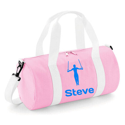 Personalised Gymnast Ring Design Barrel Sports Bag with Childs Name