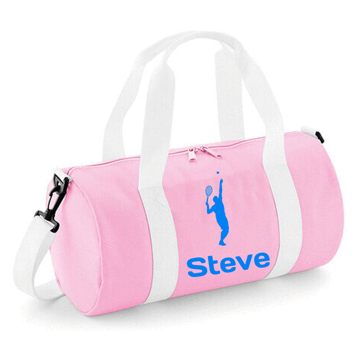 Personalised Male Tennis Player Barrel Bag | Kids Sports Holdall with Name
