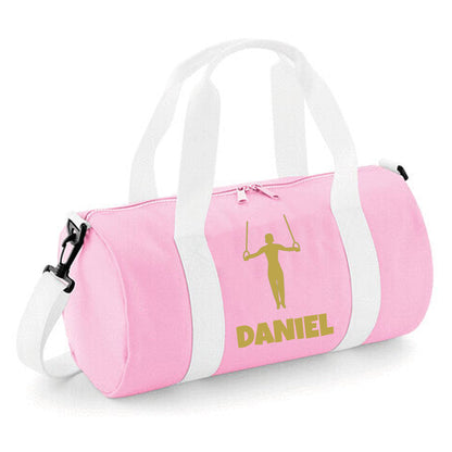 Personalised Gymnast Ring Design Barrel Sports Bag with Childs Name