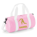 Personalised Cricket Design Barrel Bag | Kids Sports Holdall with Name