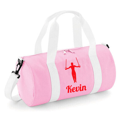 Personalised Gymnast Ring Design Barrel Sports Bag with Childs Name