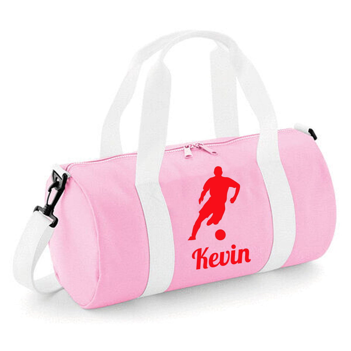 Personalised Male Footballer Barrel Bag | Kids Sports Holdall with Name