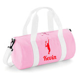 Personalised Male Tennis Player Barrel Bag | Kids Sports Holdall with Name