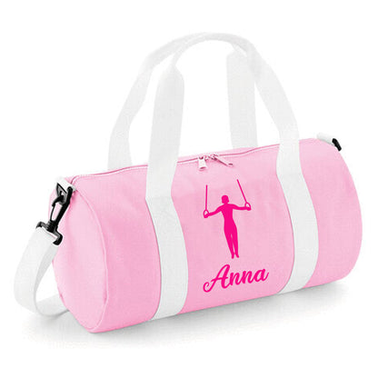 Personalised Gymnast Ring Design Barrel Sports Bag with Childs Name