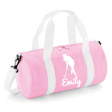 Personalised Hockey Player Barrel Bag | Kids Sports Holdall with Name