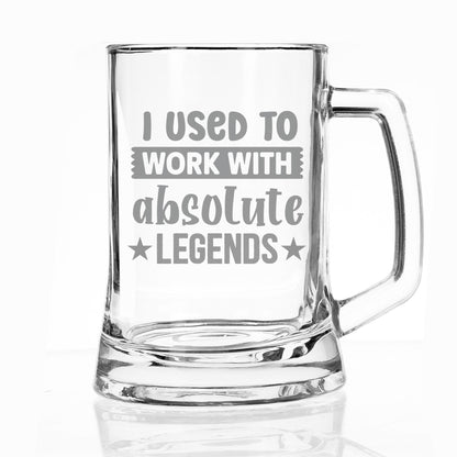 Engraved I Used to Work with Absolute Legends Beer Stein Glass & Slate Coaster