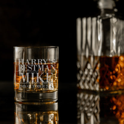 “Best Man” Engraved & Personalised Whisky Glass and/or Coaster Set  - Always Looking Good 