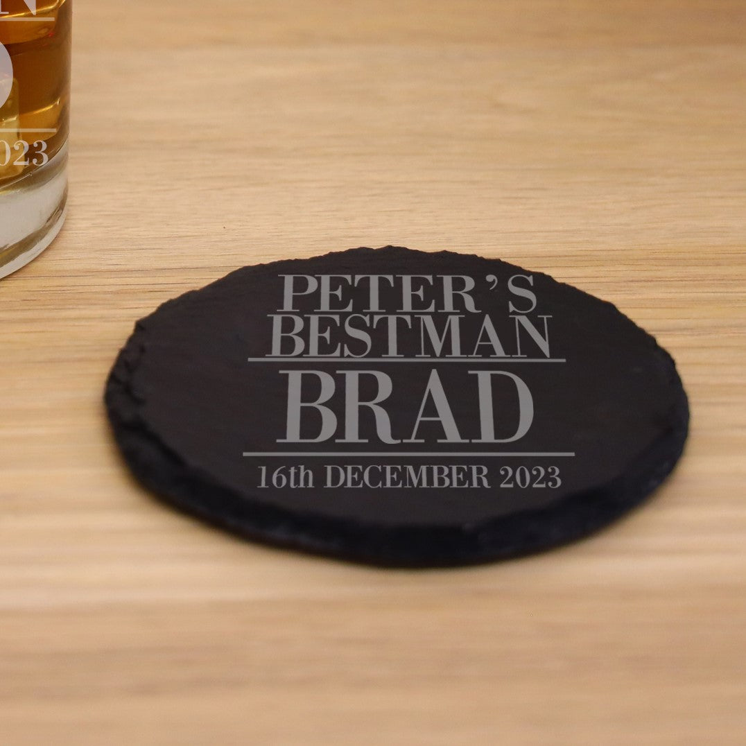 Personalised Best Man Engraved Whisky Glass and/or Coaster Set  - Always Looking Good -   