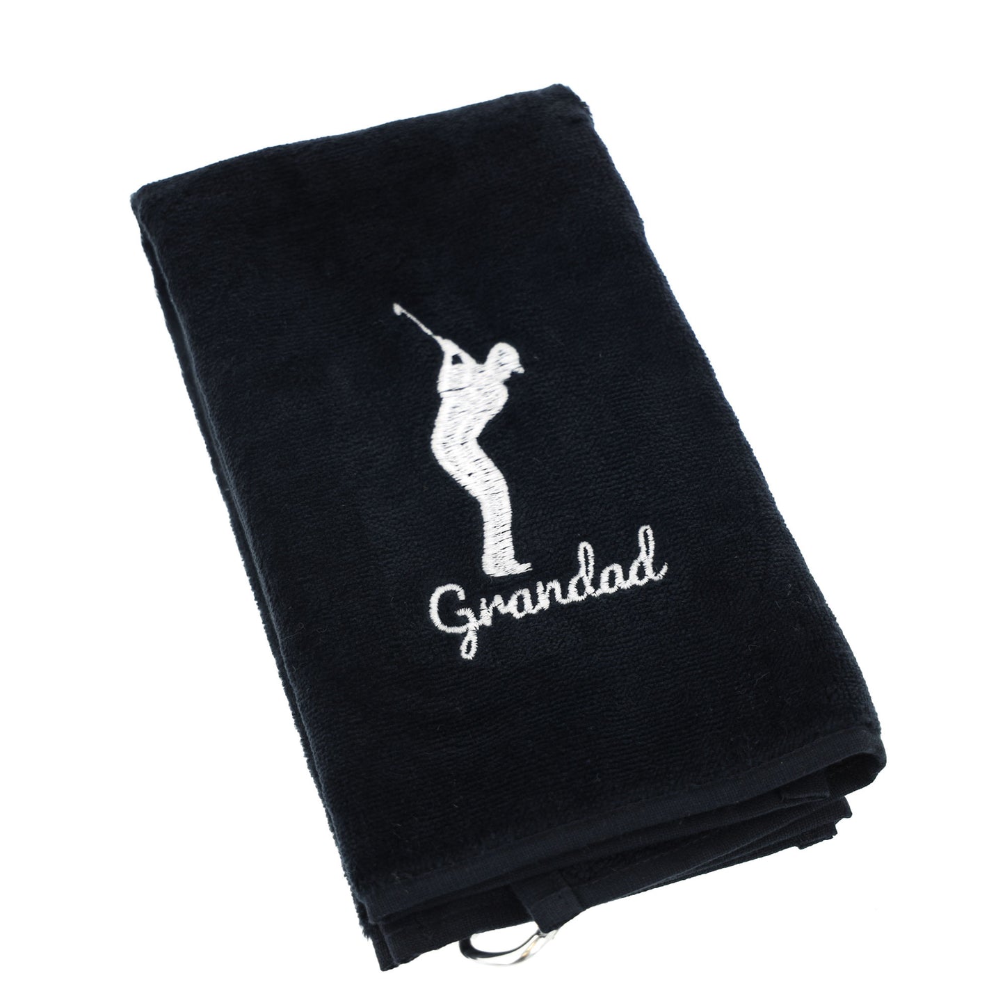 Personalised GOLF Towel - Embroidered Trifold Towel with Carabiner Clip