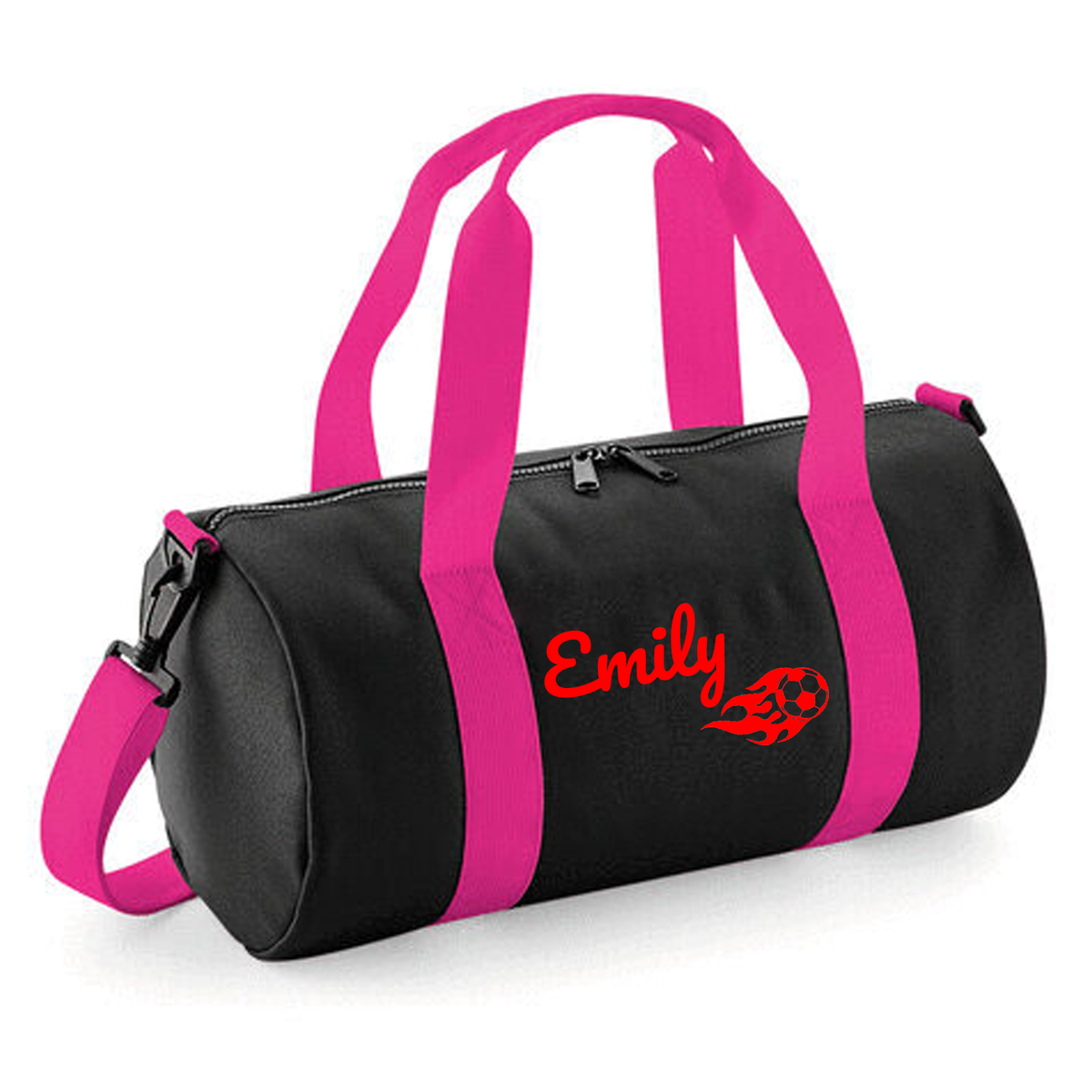 Personalised Flaming Football Barrel Bag | Kids Sports Holdall with Name