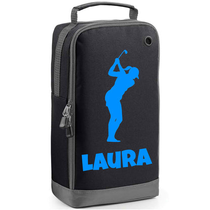 Personalised Golf Shoe Bag with Female Golfer & Name or Initials  - Always Looking Good -   