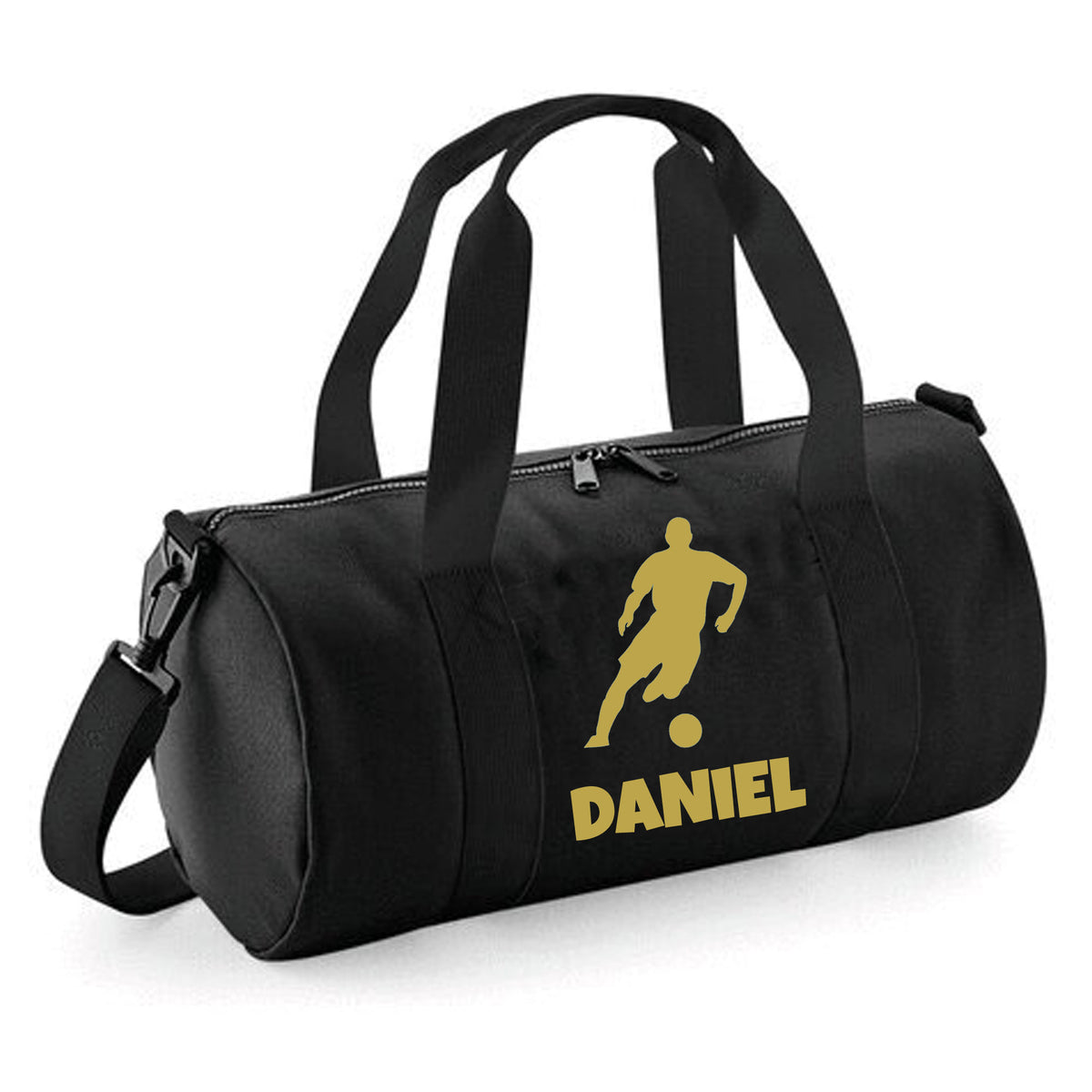 Personalised Male Footballer Barrel Bag | Kids Sports Holdall with Name