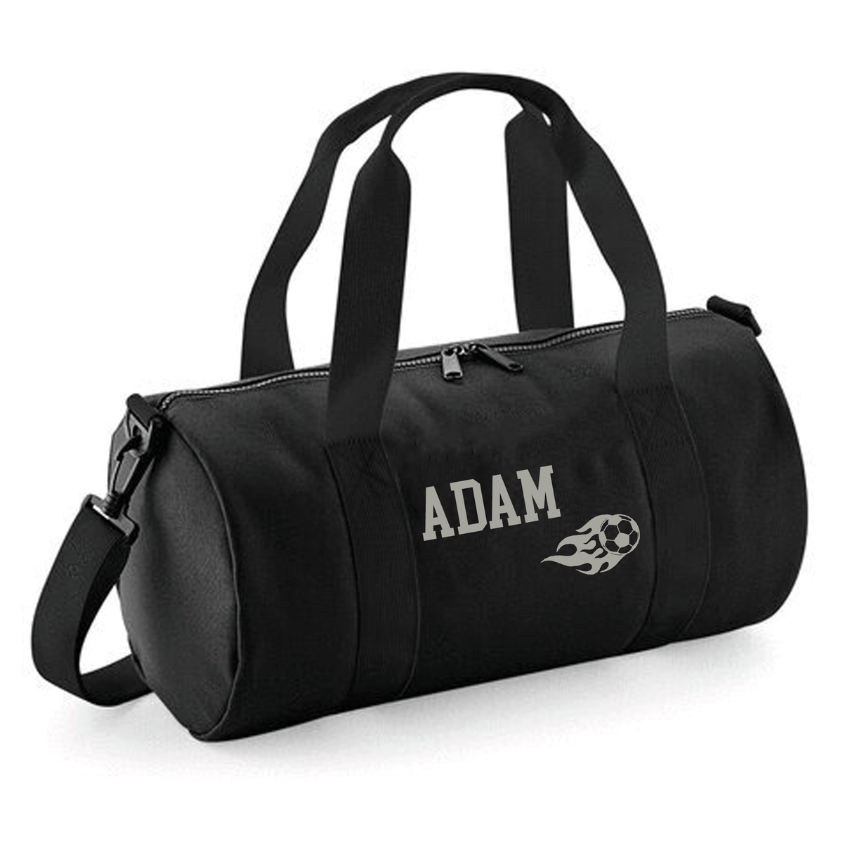 Personalised Flaming Football Barrel Bag | Kids Sports Holdall with Name