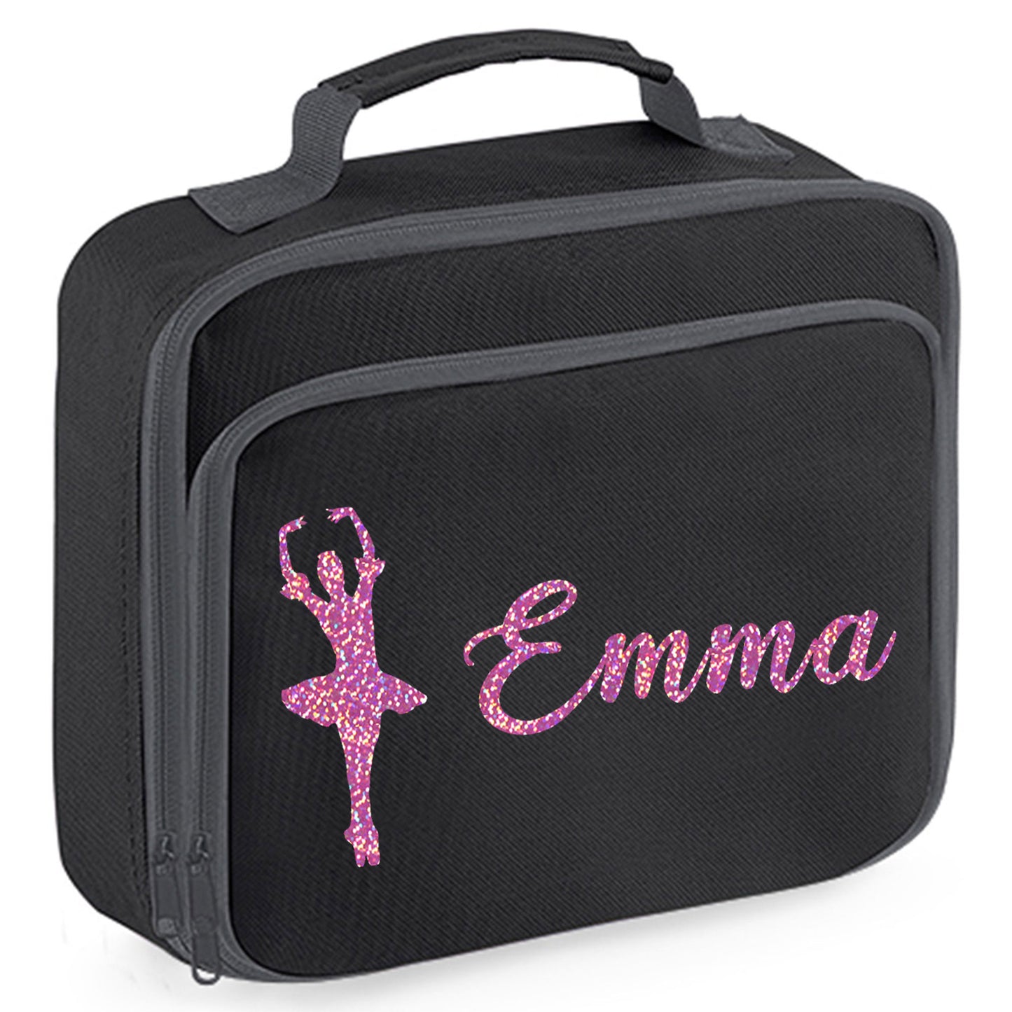 Personalised Lunch Bag with Ballet Design Childs School Lunch Box  - Always Looking Good - Black Ballerina 