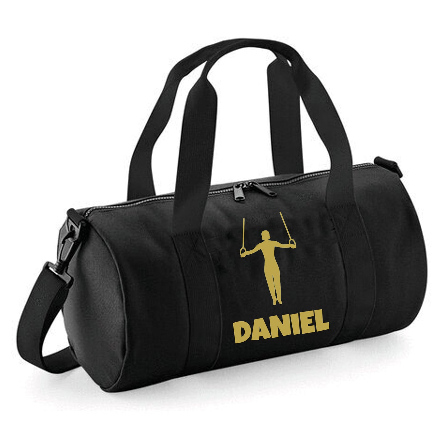 Personalised Gymnast Ring Design Barrel Sports Bag with Childs Name