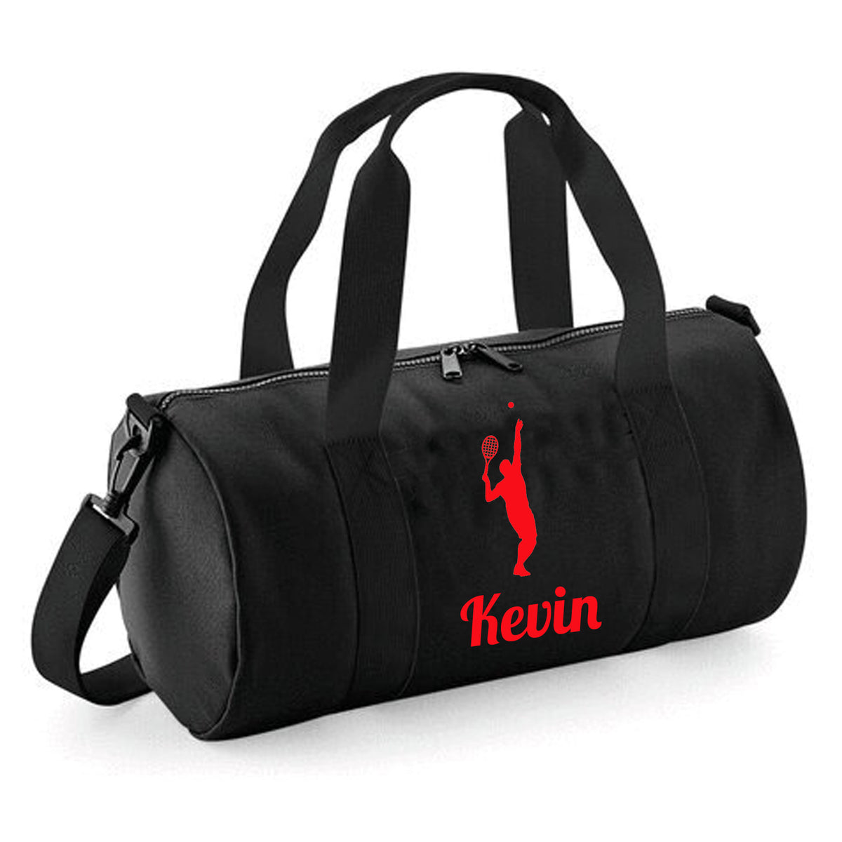 Personalised Male Tennis Player Barrel Bag | Kids Sports Holdall with Name
