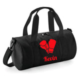 Personalised Boxing Gloves Barrel Bag | Kids Sports Holdall with Name