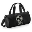 Personalised Football Design Barrel Bag | Kids Sports Holdall with Name