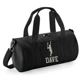 Personalised Male Tennis Player Barrel Bag | Kids Sports Holdall with Name