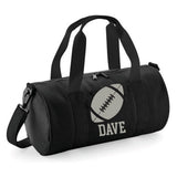 Personalised Rugby Ball Barrel Bag | Kids Sports Holdall with Name