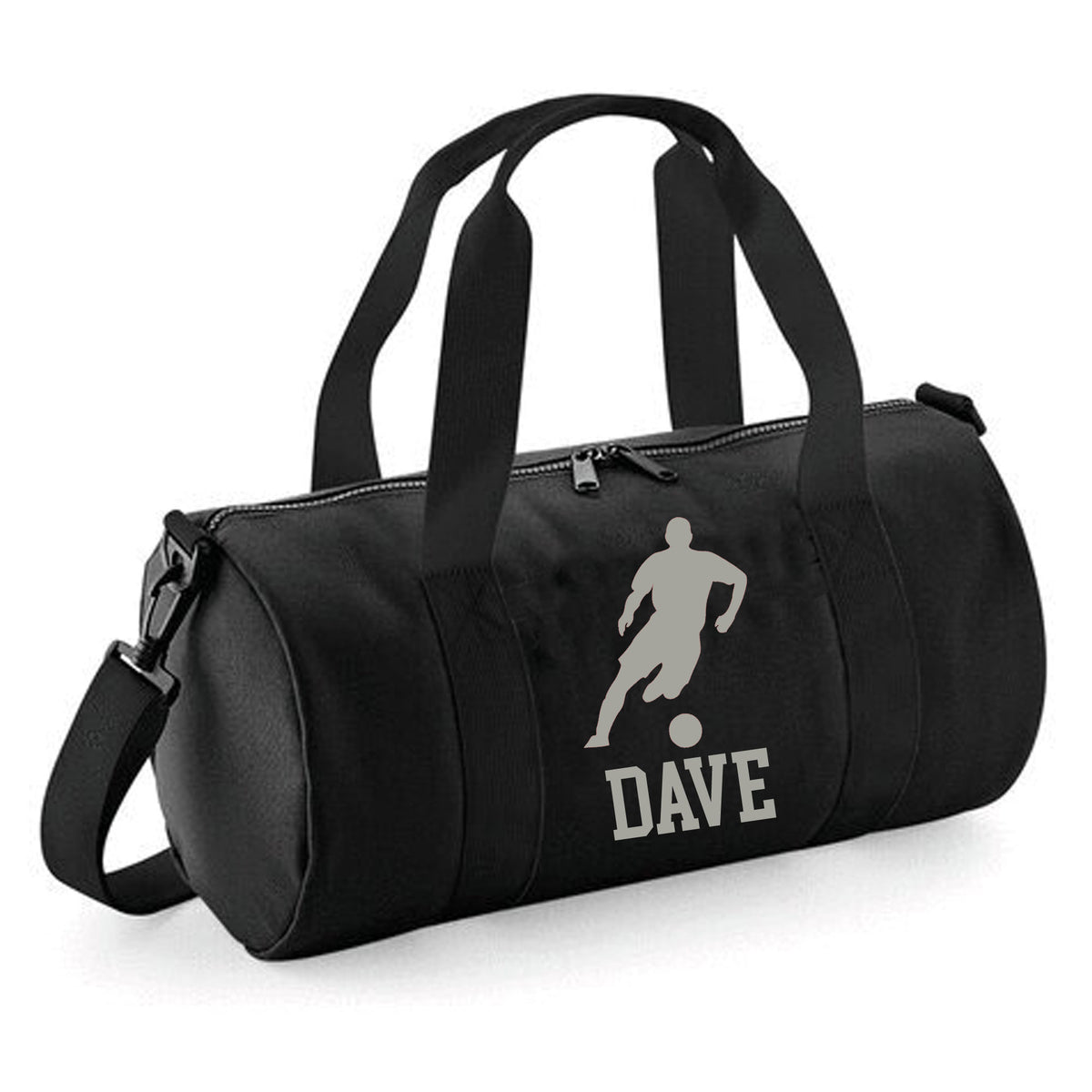 Personalised Male Footballer Barrel Bag | Kids Sports Holdall with Name