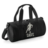 Personalised Male Footballer Barrel Bag | Kids Sports Holdall with Name
