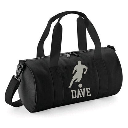 Personalised Male Footballer Barrel Bag with Childs Name