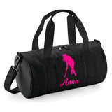 Personalised Hockey Player Barrel Bag | Kids Sports Holdall with Name