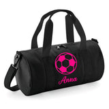 Personalised Football Design Barrel Bag | Kids Sports Holdall with Name
