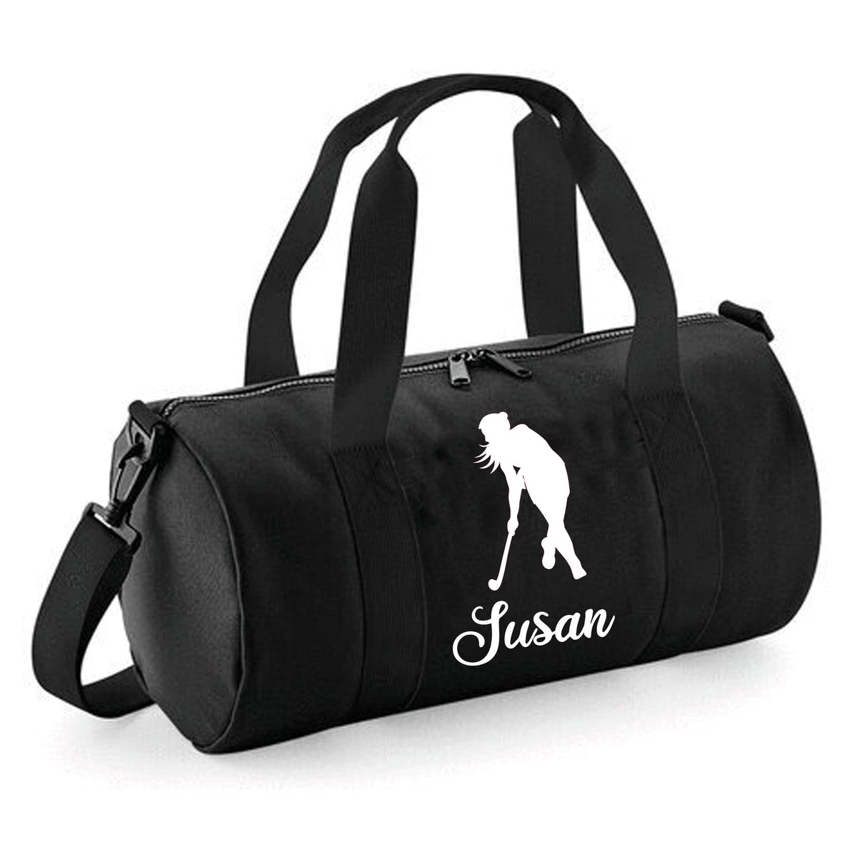 Personalised Hockey Player Barrel Bag | Kids Sports Holdall with Name