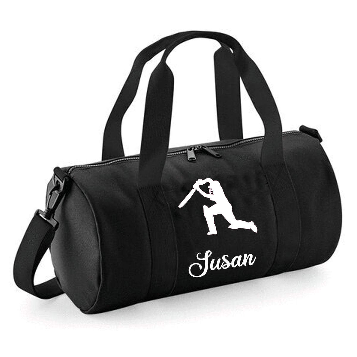 Personalised Cricket Design Barrel Bag | Kids Sports Holdall with Name