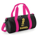 Personalised Girl Footballer Barrel Bag | Kids Sports Holdall with Name