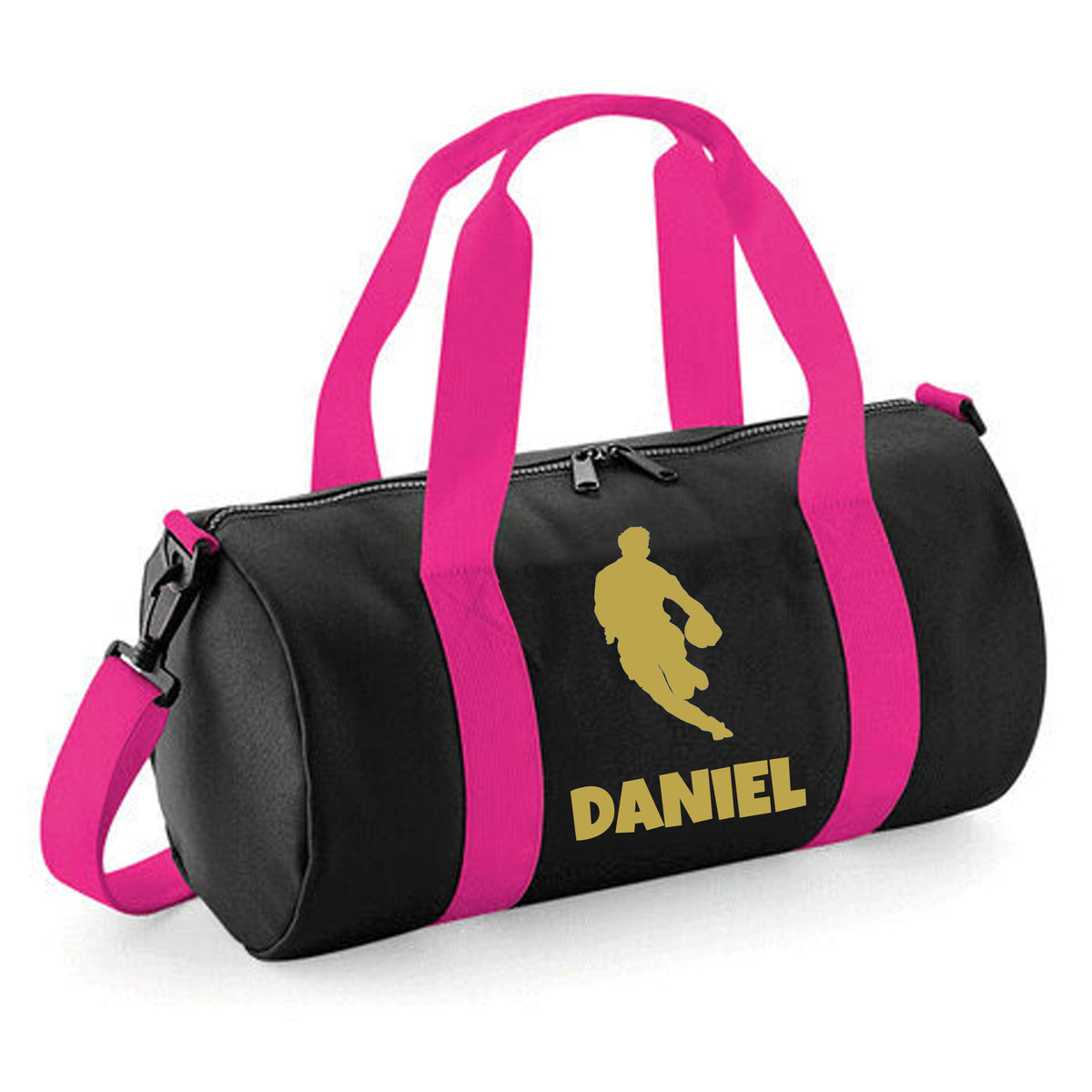 Personalised Rugby Player Barrel Bag | Kids Sports Holdall with Name
