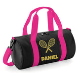Personalised Tennis Design Barrel Bag | Kids Sports Holdall with Name