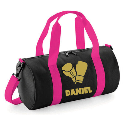 Personalised Boxing Gloves Barrel Bag 12L - With Name