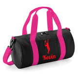 Personalised Male Tennis Player Barrel Bag | Kids Sports Holdall with Name