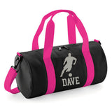 Personalised Male Footballer Barrel Bag | Kids Sports Holdall with Name