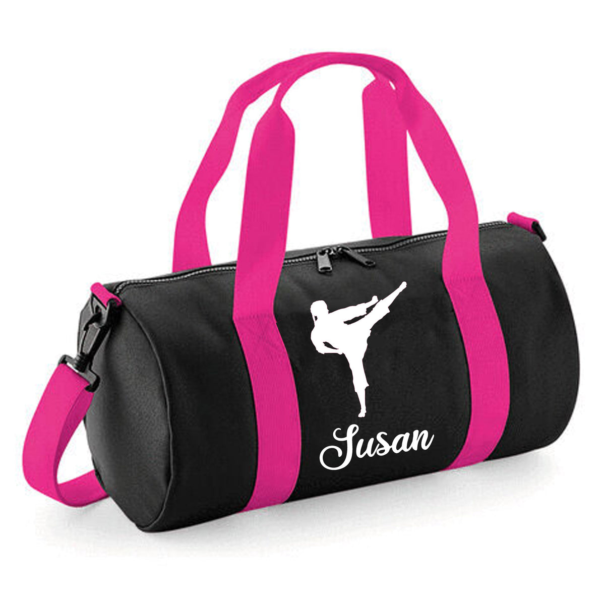 Personalised Karate Kick Barrel Bag | Kids Sports Holdall with Name