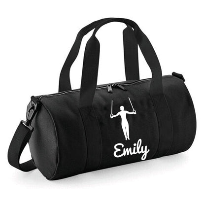Personalised Gymnast Ring Design Barrel Sports Bag with Childs Name