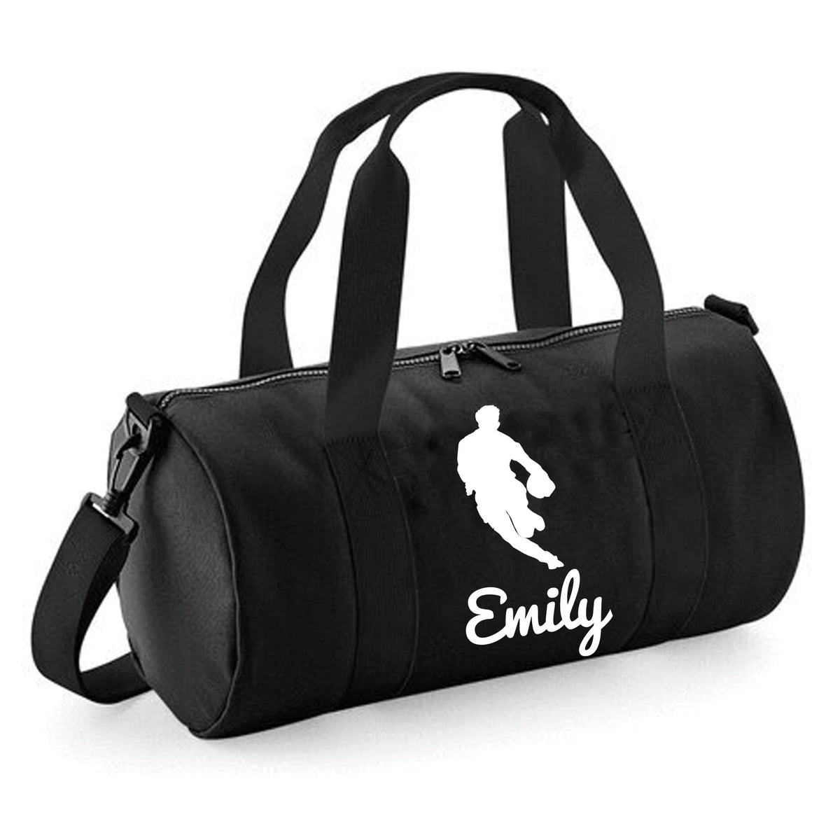 Personalised Rugby Player Barrel Bag | Kids Sports Holdall with Name